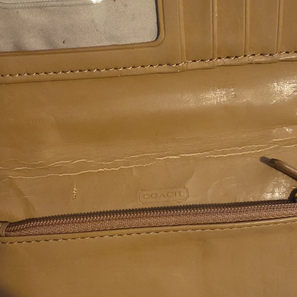 Coach Crossbody Wallet Solid Blue Beige Green Women's Zipper Credit Card Folding